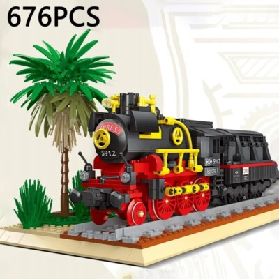 #ad 676PCS Steam Train Building Blocks Model Set AU $90.00