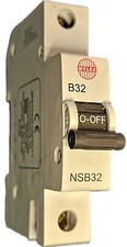 Wylex NSB32, NSB 32, B32 Amp, Single Pole, 6kA, MCB - BS60898 - Red Din Clip