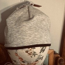 NWT IGLOOS Women's Stretch Fleece Ponytail Beanie, Gray with Black Trim