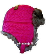 Faded Glory Girls Quited Trapper Faux Fur Hat FUCHSIA, One Size Fits Most