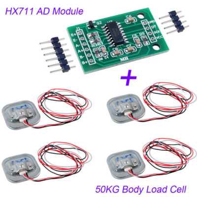 4x 50KG Scale Load Cell Weighing Sensor Arduino Wägesensor & HX711 AD Modul RF