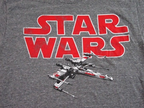 Star Wars Luke Skywalker X-Wing Fighter Heather Gray T Shirt Size M - Picture 2 of 7
