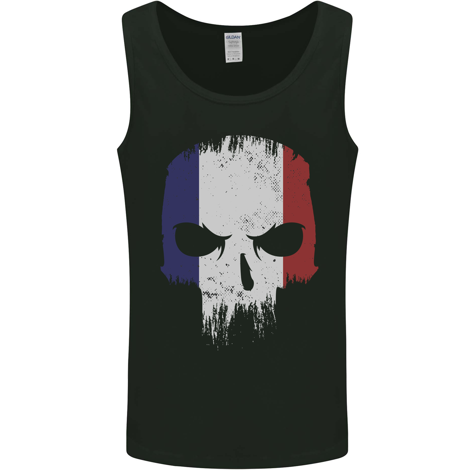 French Skull France Gym Biker Flag Mens Vest Tank Top