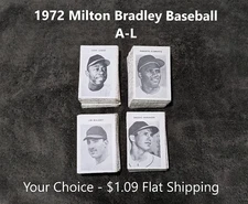 1972 Milton Bradley Baseball Cards A-L YOUR CHOICE  $1.09 Flat Shipping