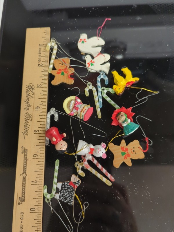 Vintage Lot of Adorable Mini Christmas Tree Ornaments 18 Pieces 