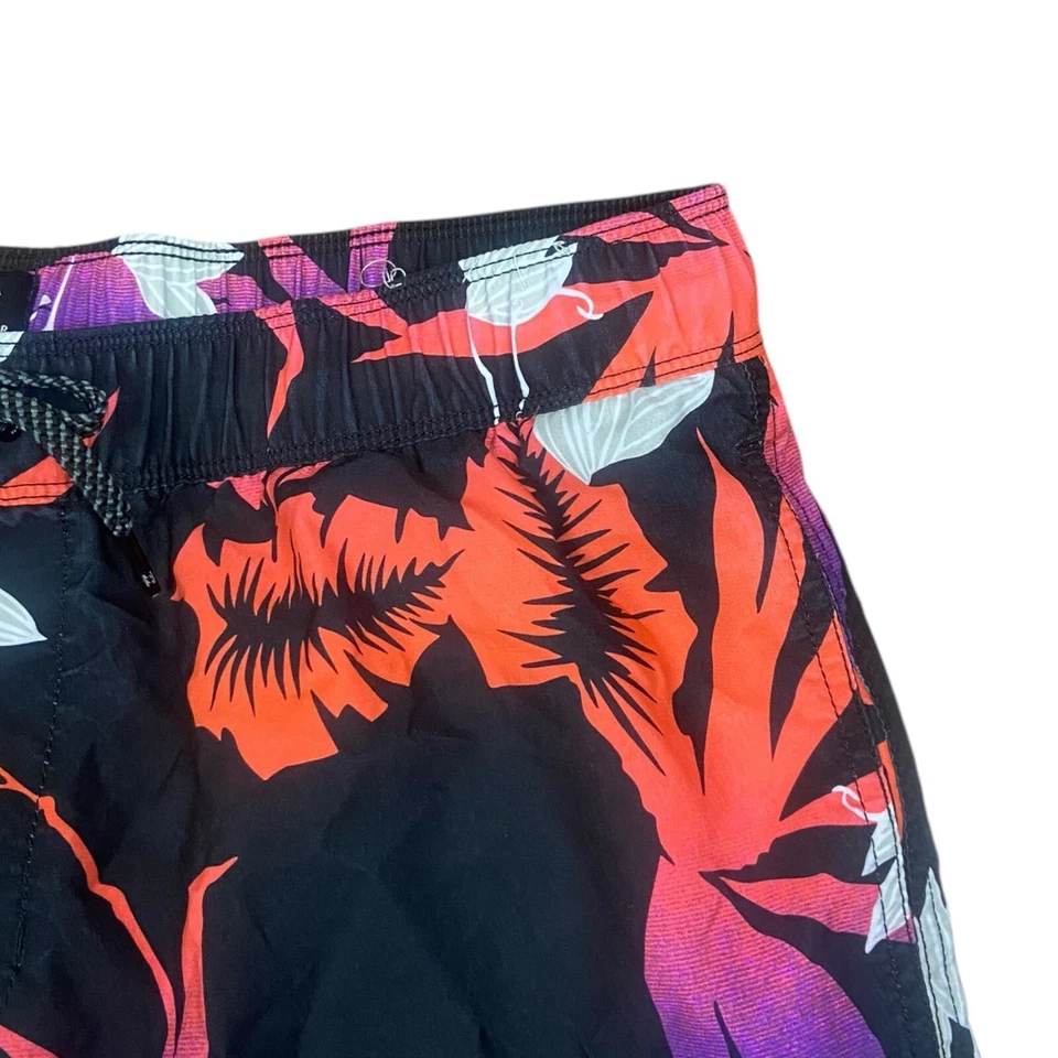 Pantalones Cortos Billabong Hawaianos Florales Negros Rojo Azul Tabla de Nadar Surf Piscina Talla Grande Foto 2 de 4