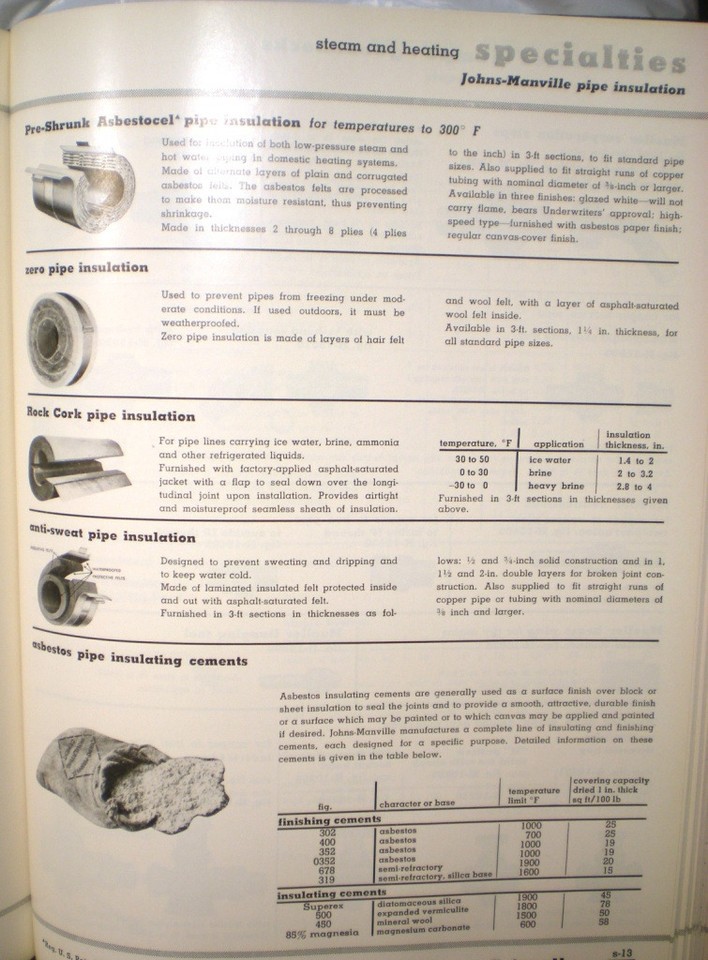 GRINNELL Catalog Blue ASBESTOS Gaskets Valve Packing Pipe Insulation J