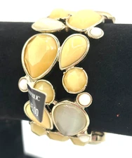 Banana Republic Vanilla Stretch Beaded Bracelet Goldtone Hardware One Size NWT