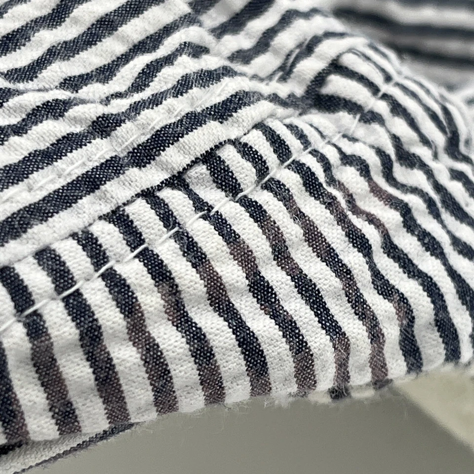 Gorra plana juvenil Seersucker - Sombrero a rayas azul blanco ferrocarril - niños talla 2T-5T Foto 4 de 4