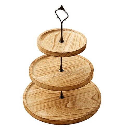 2/3-Layer Wooden Cake Stand Round Dessert Display Rack Fruit Plate Home Decor - Picture 17 of 19