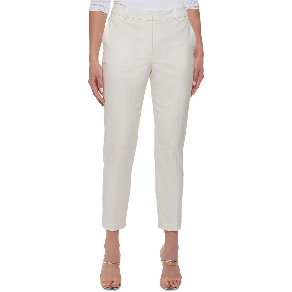 Женская рабочая одежда DKNY со средней посадкой цвета слоновой кости, узкие брюки до щиколоток, Petites 16P BHFO 3023