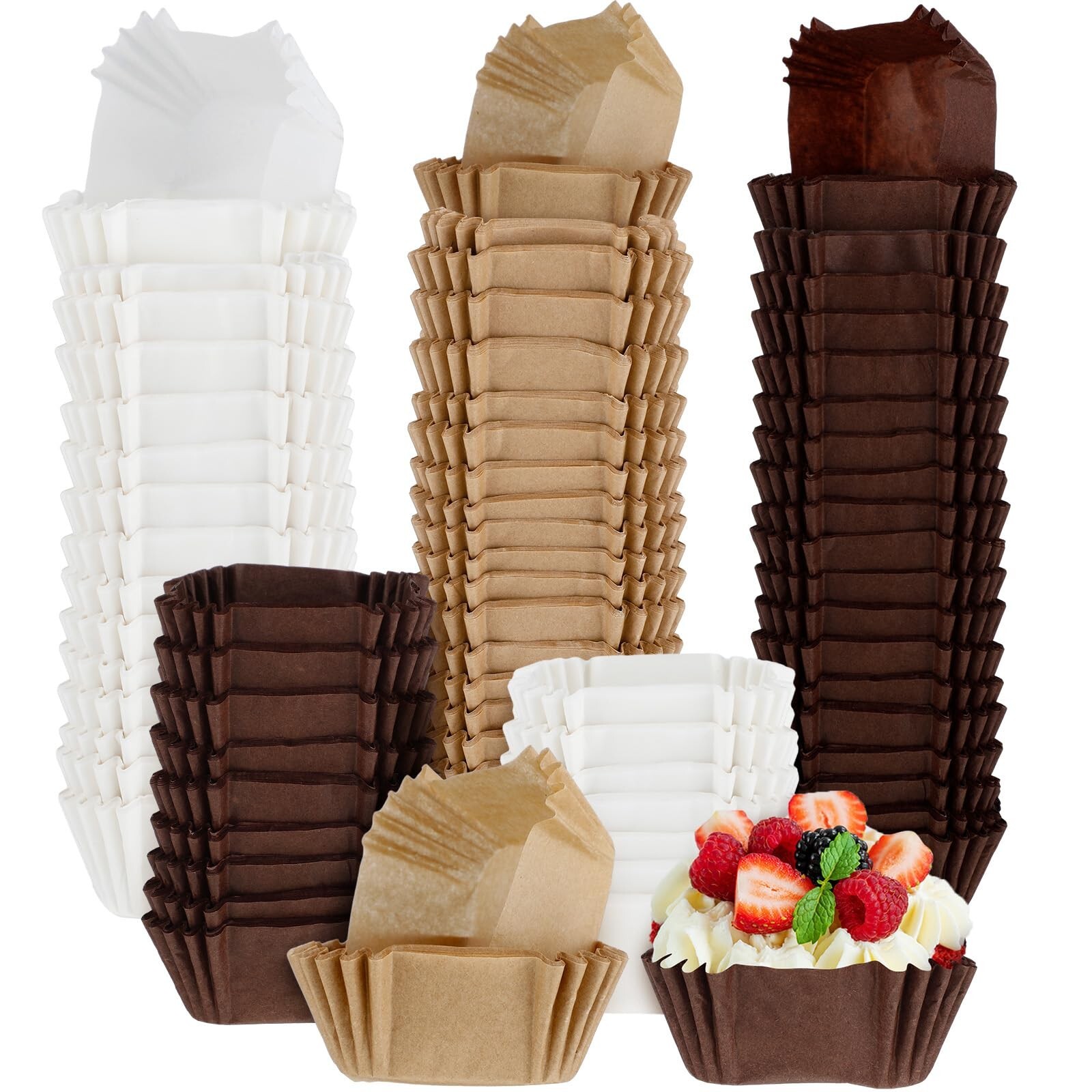 Layhit 900 Pcs Square Mini Cupcake Liners Disposable Brownie Baking Cups Pan ...