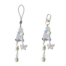 Fashion Butterfly Beaded Phone Pendant for Girls Unique Keychain Bag Accessory