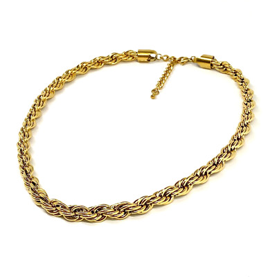 18K Gold Plated Stainless Steel Twisted Rope Chain Necklace Women Holiday Gift