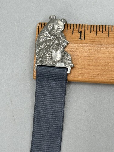 Vintage Seagull Fine Pewter PANDA BEAR Grey Ribbon Bookmark 1989