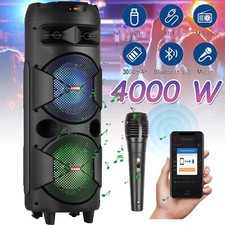 Dual 6.5" Heavy Bass Woofer Portable FM Bluetooth Party Speaker Rechargeable USA