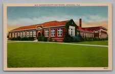 Postcard Florida Jackson County High School Linen Unposted Miller Art Co. USA