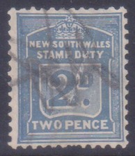 (F321-42) 1890 NSW 2d grey &blue stamp duty (AQ)