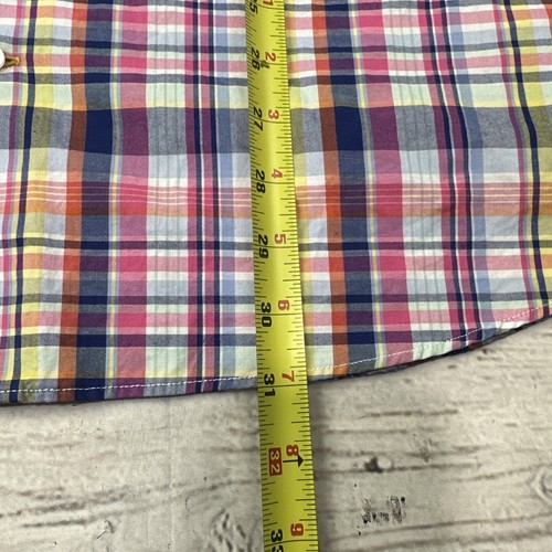 Barbour Button Up Shirt Mens Large Pink Yellow Plaid Tailored Fit Long Sleeve - Picture 7 of 9