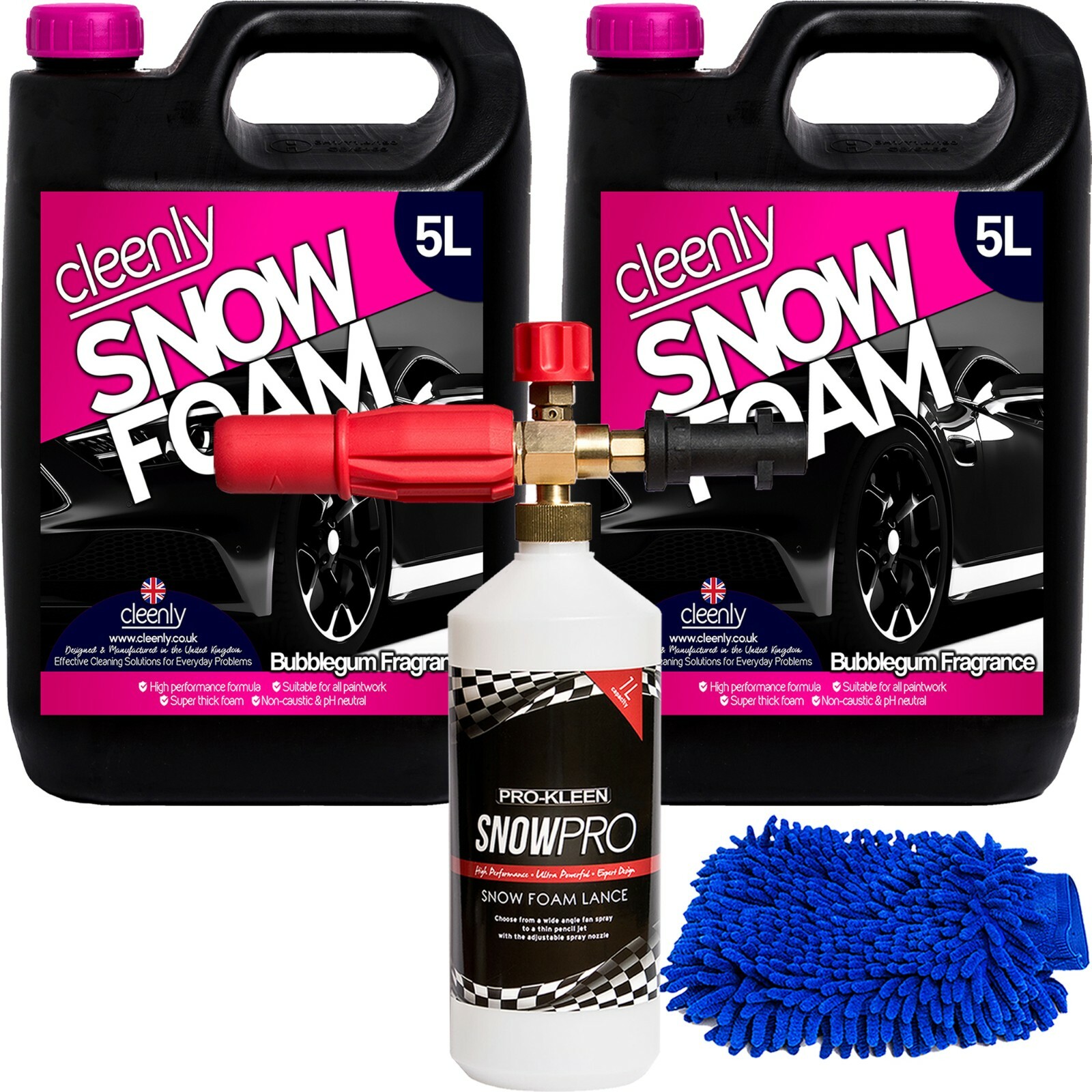 Cleenly Snow Foam Car Shampoo Lance Cannon Karcher Compatible Detailing Kit 10L