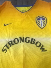 Nike Leeds United シャツ 青/黄色 STRONGBOW Rare LEEDS UNITED 2000 2002 STRONGBOW Vintage NIKE AWAY
