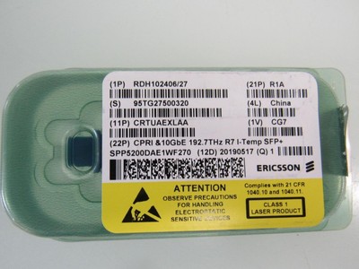 NEW Ericsson RDH102406/27 R1A CPRI & 10GbE 192.7 THz R7 I-Temp SFP+ CRTUAEXLLAA