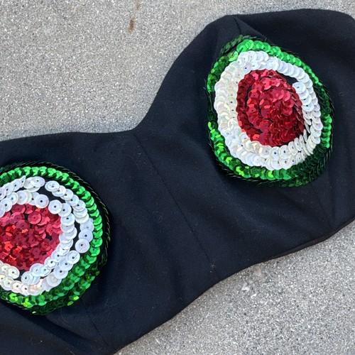 Vintage 1940s Red, White & Green Sequin Burlesque Costume Top Bra Showgirl - Picture 6 of 17