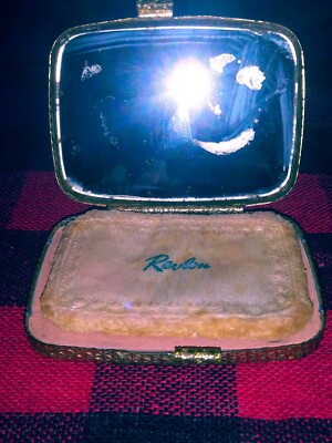 1960s Revlon Gold Compact.Still Had Powder,puff & Mirror.