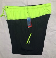 Speedo Swim Trunks Mens Size XXL Black Yellow Lined Quick Drying Lightweight NWT