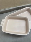 Le Creuset Blue Casserole Stoneware Pair marked 10 12 and 10 21 baking no lids — photo 4