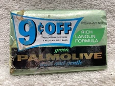 1960s 1970s Green Palmolive Lanolin Formula Bar Soap  Vtg