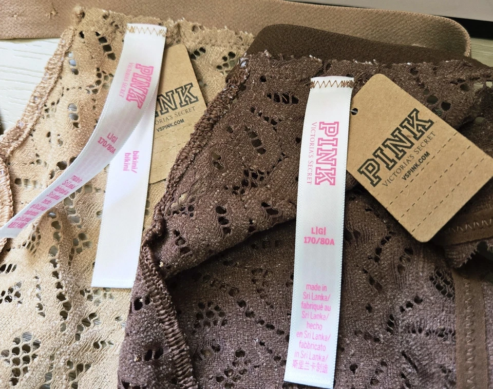 Lot of 2 NWT Victoria's Secret PINK Smooth Sheer Lace String Bikini Panties L - Image 3 of 3