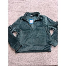 DSG Girls Velour 1/2 Zip Pullover Dark Green DAG24404V Size Large L NWT