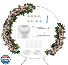 AnBaiMei 7 Ft Round Wedding Arch Stand with Metal Base for Flower Balloon Dec