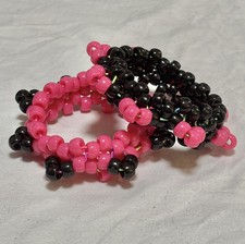 Spiked Kandi Cuff Bracelet Black and Pink