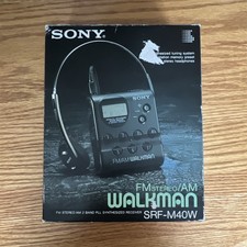 Sony Walkman SRF-M40W AM/FM Portable Radio, PLL Tuning, Presets, Headphones
