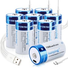 kunying 8 Pack Rechargeable Lithium D Cell Batteries,Long-Lasting 1.5V...