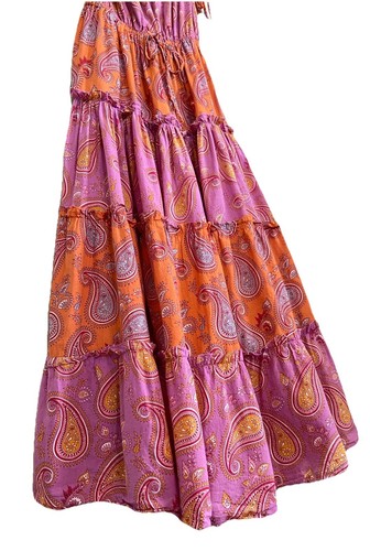 Charina Sarte Sleeveless Maxi Dress Pink Orange Paisley Sz S Pockets Maximalist - Picture 8 of 15