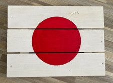 Hand Painted Wall Art Decor Wooden Japan / Japanese Flag