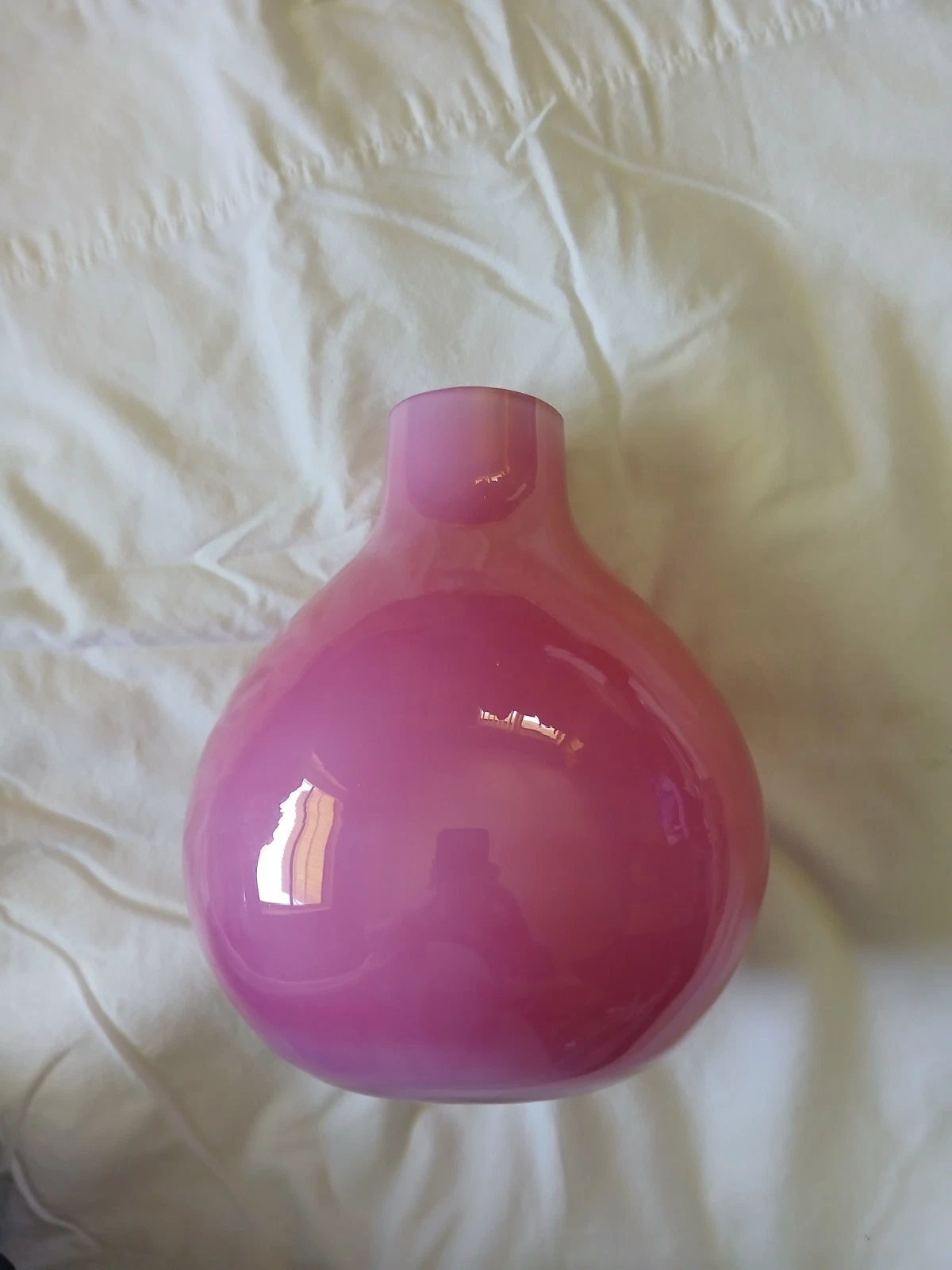 bulb shaped blown glass candy pink 8inches tall 7inches wide.