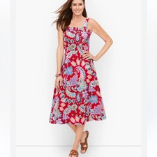 Talbots fit and flat midi dress fantastic paisley Sz 14