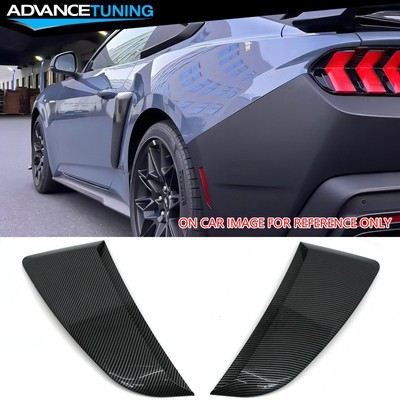 Fits 24-25 Ford Mustang IKON Fender Air Vent Scoop Trim ABS Carbon Fiber Paint