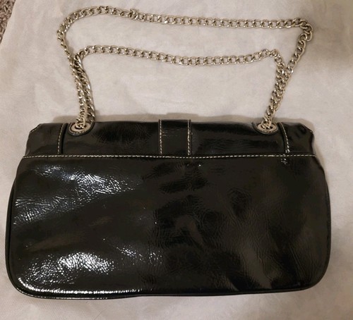 Merona Collection Purse In Patent Leather Black W/ Adjustable Chain Strap - Picture 8 of 9