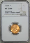 1953 P Lincoln Wheat Cent NGC MS65RD Bright Red Luster New Holder #U222S