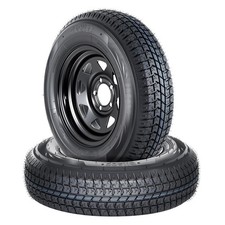 2 Pack St20575d15 Trailer Tires On Rims 20575 15 In. 5 Lug Black Spoke Wheel