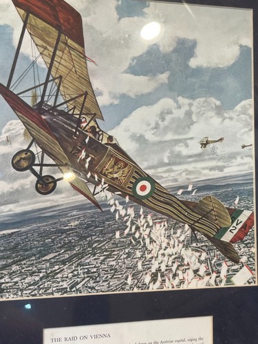 Framed WWI Raid on Vienna Lithograph by Merv Corning 12.5" w 15.75" h - Picture 2 of 4