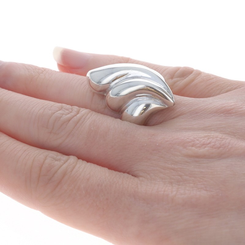 Sterling Silver Dome Statement Ring - 925 Wave - image 4