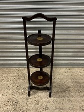 Antique Edwardian Mahogany Inlaid Folding Cake Stand – Three Tier