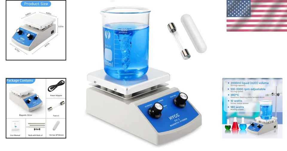 High-Performance Magnetic Stirrer Hot Plate - 716°F, 100-2000RPM Precision - Image 2 of 4