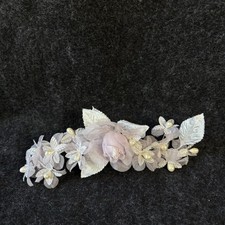 Vintage Bridal Wedding Crown Headband Satin Lace Bendable Headpiece Flower Lilac